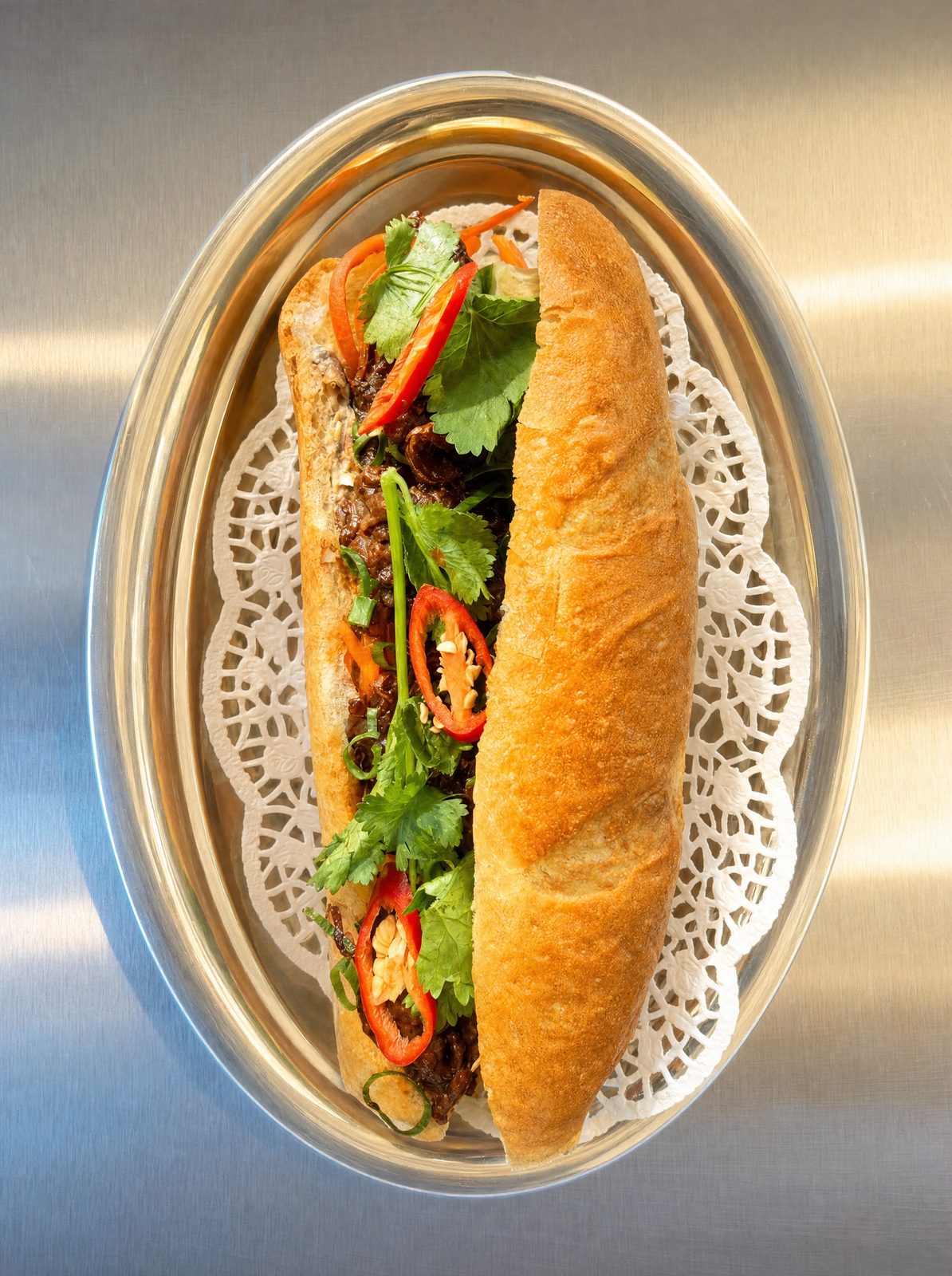 Lemongrass beef bánh mì at Thuy's Vietnamese restaurant, Uluwatu, Bali